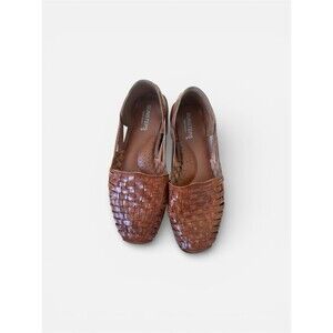 Sunsteps Brown Hand Woven Leather Huarache Slip On Sandals Women's Size 6 New
